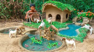 Rescue Abandoned Puppies Building Mud House Dog And Fish Pond For Red Fish [upl. by Annoik483]