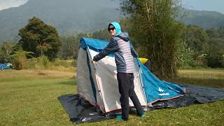 Quechua Arpenaz 4 tent camping  how to build a tent [upl. by Ekeiram924]