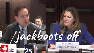 Freeland LOSES IT when urged to quottake the JACKBOOTS off the necks of Canadiansquot [upl. by Ahsiet]