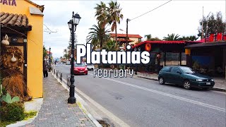 Platanias Walking tour Chania Crete Greece  漫步在Platanias的商业街。 [upl. by Ellenad610]