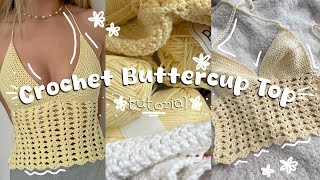 crochet buttercup top relaxed tutorial  crochet summer tops 🌼 [upl. by Suoirtemed]