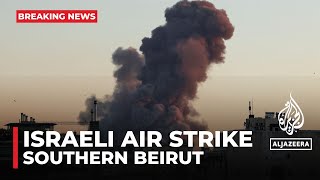 Huge blasts hit southern Beirut in new Israeli air strike [upl. by Gokey]