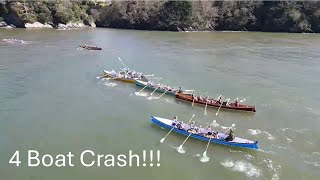 4 Boat Crash  Dartmouth Gig Regatta  DJI Mini 3 Pro [upl. by Ynnohj]