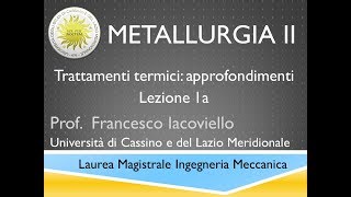 Metallurgia II Trattamenti termici Approfondimenti Lezione1a [upl. by Brand]