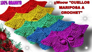 ⛔️ Woow IMPRESIONANTE Cuello MARIPOSA Tejido A CROCHET PASO A PASO 😱 [upl. by Alameda]