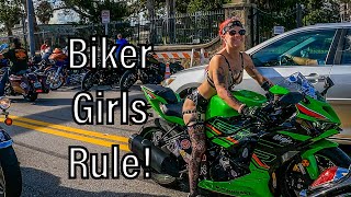 Daytona Biketoberfest 2023 Main Street Daytona Day 1  Biker Girls Rule [upl. by Alyosha296]