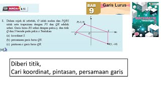 KSSM Matematik Tingkatan 3 Bab 9 garis lurus selari uji minda 91i no2 buku teks [upl. by Leiahtan711]