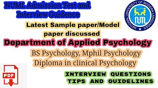 NUML admissions 2023  NUML Psychology entry test paper pattern 2023  NUML Psychology [upl. by Mlawsky329]