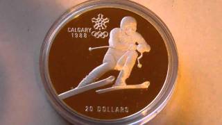 Calgary 1988 olympics 20 dollar silver Canadian 1 oz coin [upl. by Haleak]