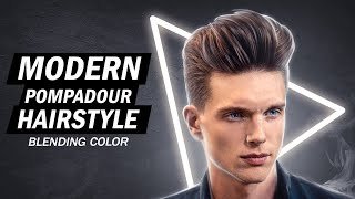 Modern Pompadour  Blending Color  Men´s hairstyling [upl. by Gayel137]