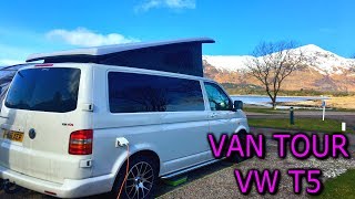 SEE INSIDE OUR VAN Sleeps family of 4 VAN TOUR VW T5 Campervan and Vango Cruz Awning [upl. by Belanger129]