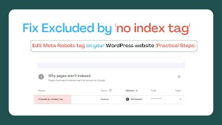 How to fix excluded by ‘noindex’ tag and edit meta robots tag in Wordpress website practical steps [upl. by Mutz]