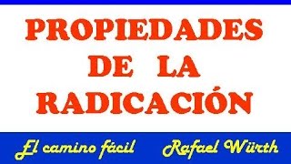 PROPIEDADES BÁSICAS DE LA RADICACIÓN [upl. by Eatnoled704]