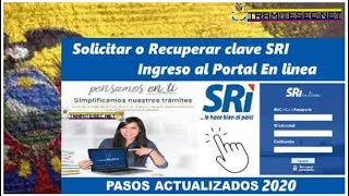 🌟Solicitar o Recuperar clave del SRI EN LÍNEA [upl. by Orsino]