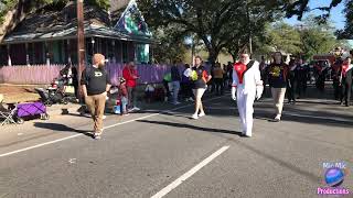 Delcambre High quotPride of Pantherlandquot Marching Band  Bayou Mardi Gras Parade 2024  New Iberia LA [upl. by Aracat]