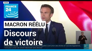 REPLAY  Discours dEmmanuel Macron après sa victoire au 2nd tour de lélection présidentielle 2022 [upl. by Cand556]