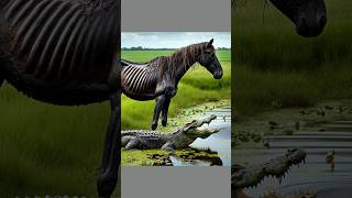 A man rescue a weak black horse horse crocodile [upl. by Heida627]