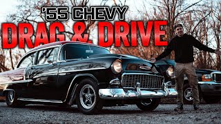 Papaw Goes for a Ride in Our New Drag and Drive ‘55 Chevy [upl. by Ardnovahs]