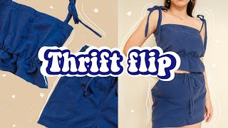 DIY TWO PIECE SET FROM OVERSIZED PANTS Thrift Flip Ep 4 [upl. by Grega]