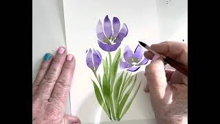 Crocus watercolors fun and EASY [upl. by Hong]