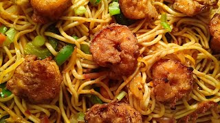 Prawn Noodles Recipe  Prawn Schezwan Noodles  Schezwan Noodles [upl. by Idram]