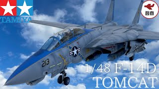 tamiya 148 grumman f14d tomcat VF23 “Black Lions” Scale Model Aircraft Full Build [upl. by Vernor]