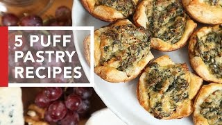 5 Puff Pastry Recipes  Quick amp Easy Appetizers [upl. by Yanrahs82]