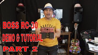 BOSS RC 30 DEMO AND TUTORIAL PART 2 HOW TO SWITCH FROM TRACK 1 TO TRACK 2 [upl. by Lirbij]