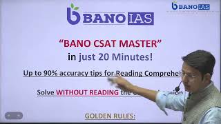 Part 1 CSAT Tricks Solve UPSC CSAT Comprehension questions without reading passage  8527366376 [upl. by Ainoda]