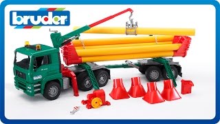 Bruder Toys MAN TGA Pole Loading truck w Portal Jib Crane 02747 [upl. by Aidualk165]