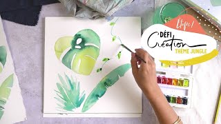 Peindre une monstera  des feuillages jungle  Aquarelle Facile [upl. by Dola]