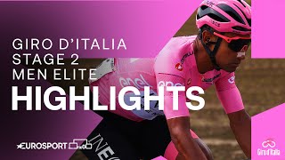 FROM CRASH TO VICTORY 🫨  Giro DItalia Stage 2 Race Highlights  Eurosport Cycling [upl. by Anihta]