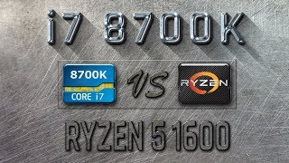 i7 8700K vs Ryzen 5 1600 Benchmarks  Gaming Tests Review amp Comparison [upl. by Eisnyl]