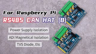 Waveshare Isolated RS485 CAN HAT B For Raspberry Pi 2Ch RS485 And 1Ch CAN Multi Protections [upl. by Imalda]