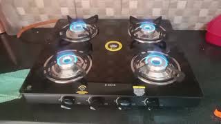 🥳 installation 🥳Elica VETRO Glass Top 4 Burner Gas Stove 👉 Model CT VETRO 460 BLK 💥 [upl. by Suinuj]