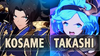 GBVSR Kosame Lancelot Vs Takashi Djeeta  High Level Gameplay [upl. by Adirahs]