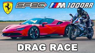 Fastest Ferrari v Fastest BMW Superbike DRAG RACE [upl. by Cyndi172]