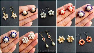 10 Easy amp Popular Beaded Earrings Tutorial For BeginnersMaking Earrings Useful amp Easy [upl. by Mathia]