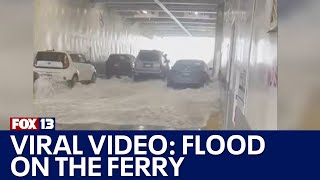 Viral video shows Washington state ferry deck get flooded while crossing Strait of Juan de Fuca [upl. by Adelric]