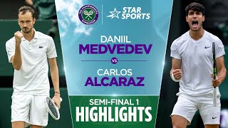 Carlos Alcaraz v Daniil Medvedev  Semifinal 1 Highlights  WimbledonOnStar [upl. by Gnous767]