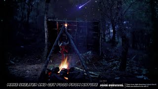 solo camping building a survival shelter part1 [upl. by Dnaltiak]