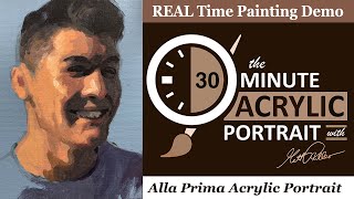 30 Minute Acrylic Portrait Smiling Man with Dark Hair [upl. by Arul]