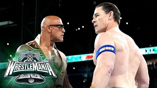 The Rock and John Cena come facetoface at WrestleMania XL WrestleMania XL Sunday highlights [upl. by Anabella]