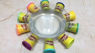 Mixing Play Doh into Clear Slime  Most Satisfying Slime Videos [upl. by Sillyhp]