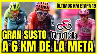 PELIGROSA CAÍDA DEL TERCERO DEL PODIO AL FINAL DE LA ETAPA 19 giroditalia [upl. by Ayenat513]