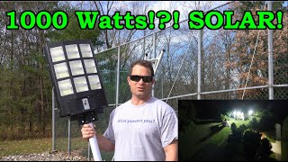 ✅ WHAT 1000W Solar LED Street Light Lets Test This Out  Compare To Hardwired 150W LED [upl. by Enawtna]