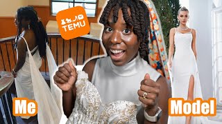 I Tried on Wedding Dresses from Temu  My Wedding Series [upl. by Nylevol21]