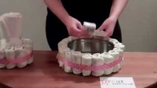 How to make a Nappy Cake  two minute tutorial with printable instruction sheet [upl. by Mackey]