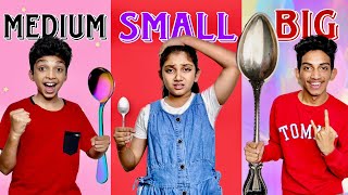 BIG VS MEDIUM VS SMALL SPOON CHALLENGE 😂Gone wrong 😇പണി പാളി [upl. by Letsirhc]