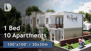 10 Apartments with 1 Bedroom House Tour on 100X100 Plot  DPROdesign [upl. by Niggem]